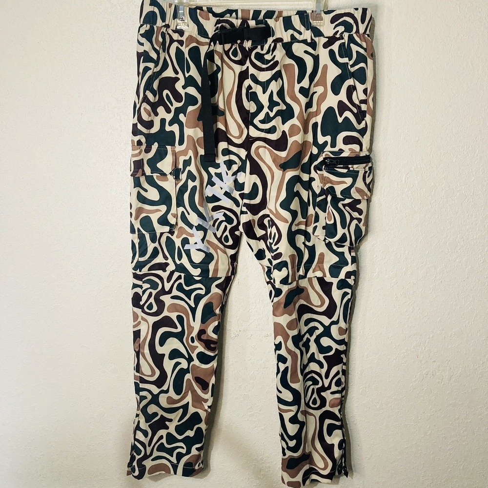 YK1K Camo Cargo Pants/Shorts Men Nylon Cotton‎ Fabric Multi Pockets Sz XL